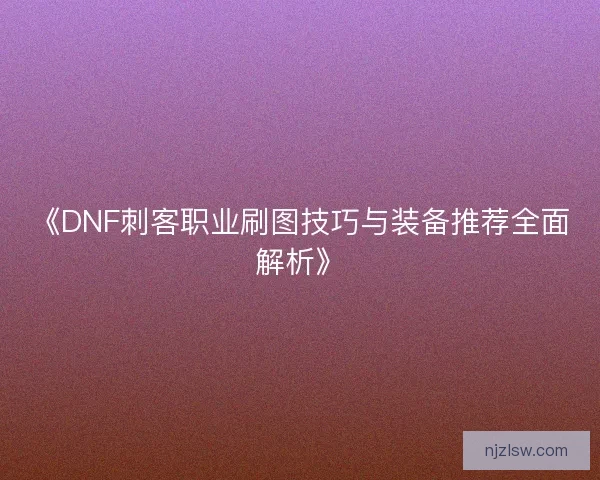 《DNF刺客职业刷图技巧与装备推荐全面解析》